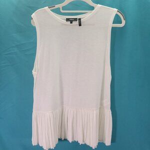 Theory Womens Sleeveless White Top With Pleated Hem - Size L